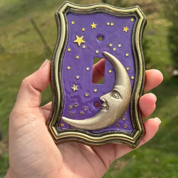 Celestial Light Switch Cover • Vintage 90s Celestial Style • Whimsigoth Decor - Picture 2 of 4